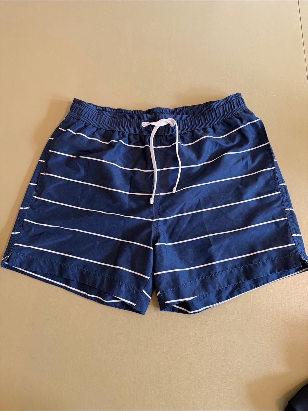 H&M Men's Navy Blue Striped Swim Trunks
